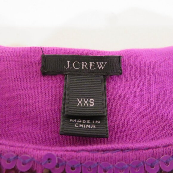 Women XXS Purple Sequins T-Shirt Top J.Crew Short Sleeve Crew Neck Sparkly Fun - Picture 7 of 11